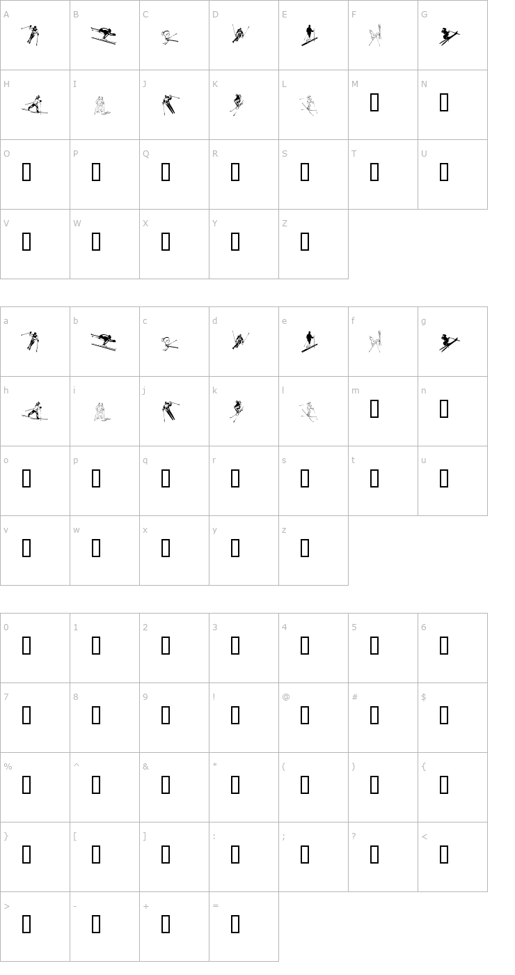 Character Map KR Ski Font