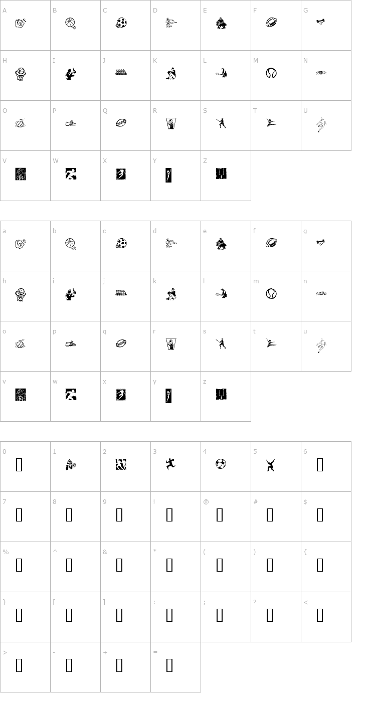 Character Map KR Sports Dings Font