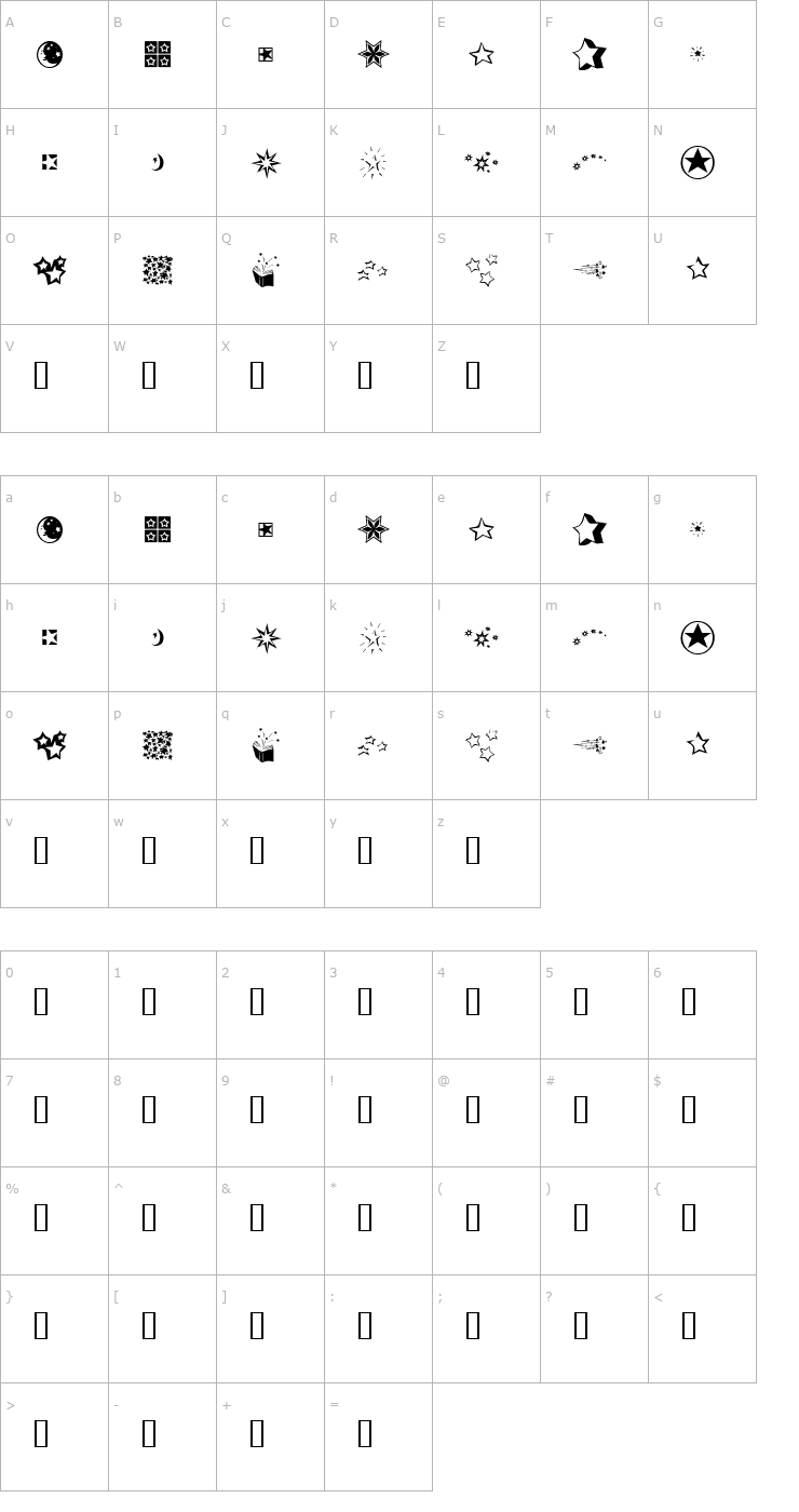 Character Map KR Star Struck Font