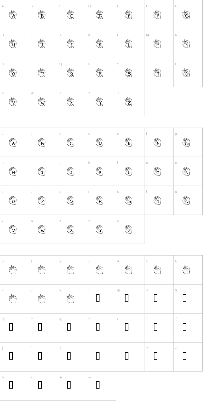 Character Map KR Strawberry Font