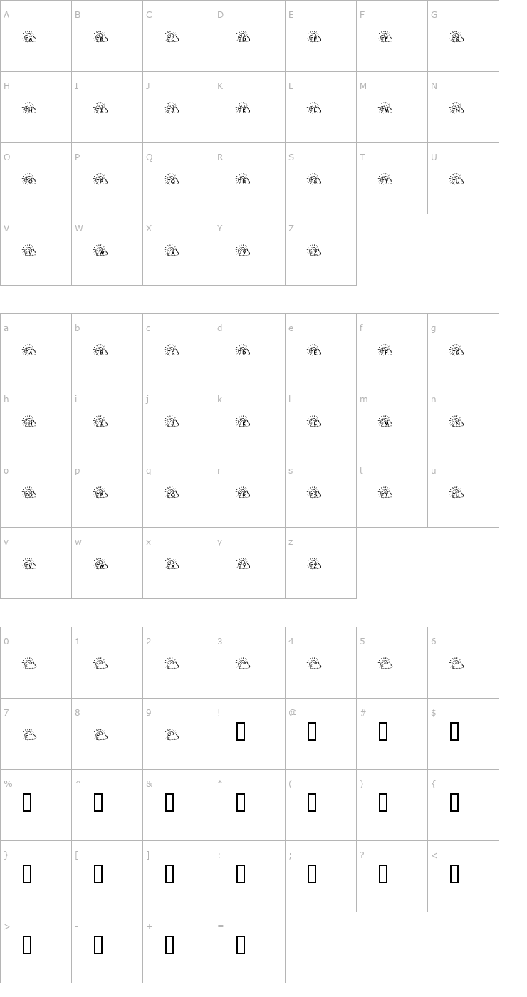 Character Map KR Sunny Days Font