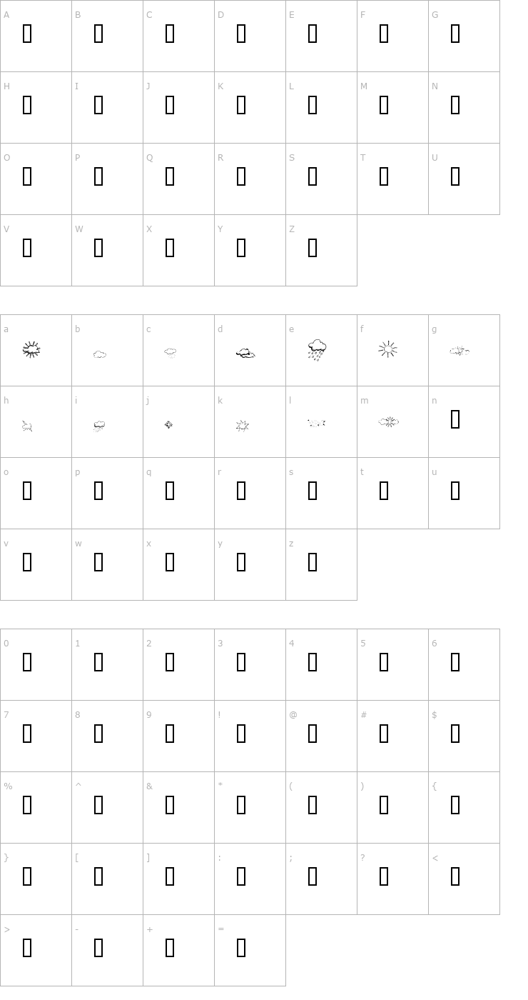 Character Map KR Weather Dings Font