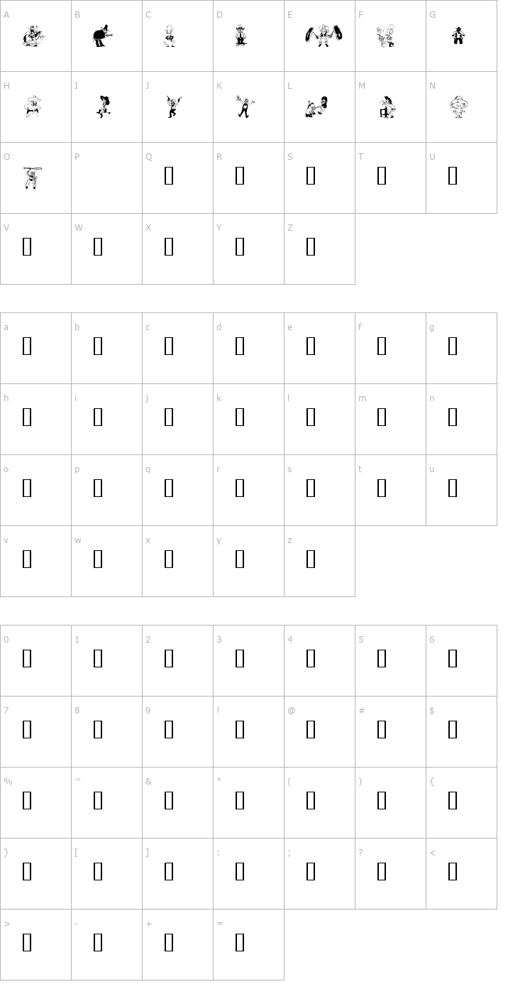 Character Map KR Wild West Font