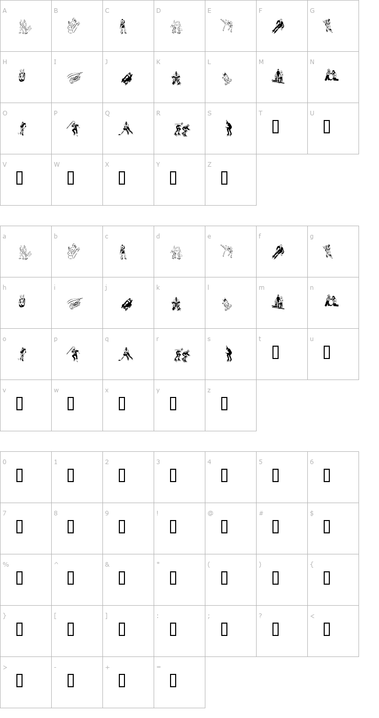 Character Map KR Winter Sports Font