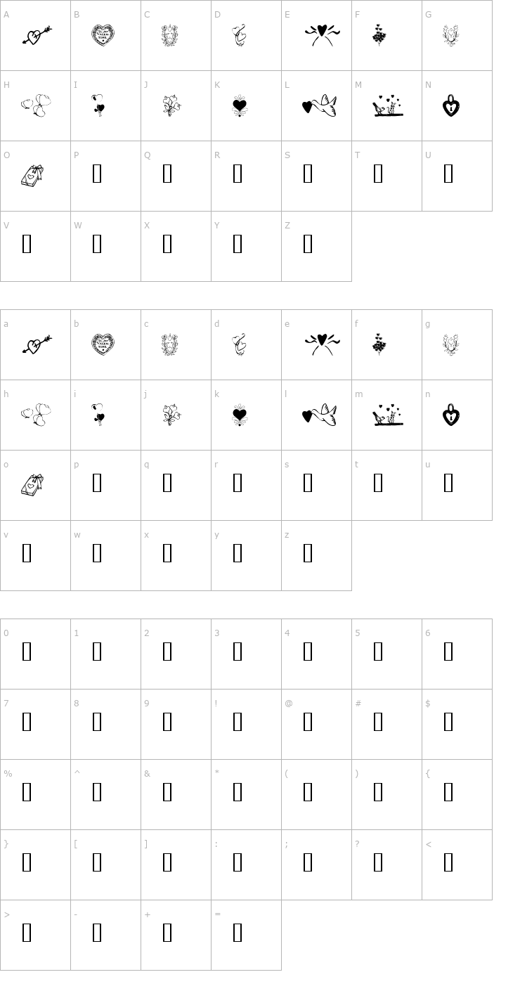 Character Map KR With Heart Font