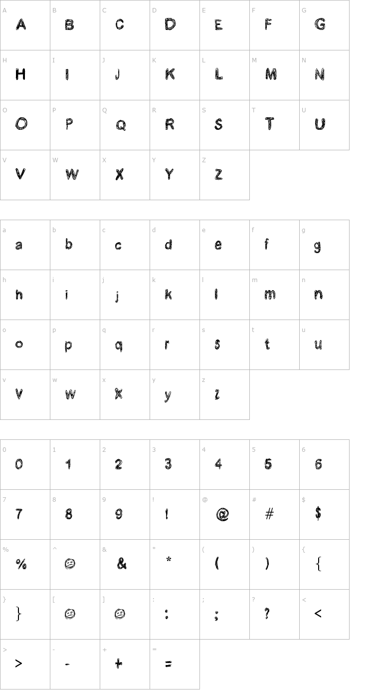 Character Map Kraboudja Font