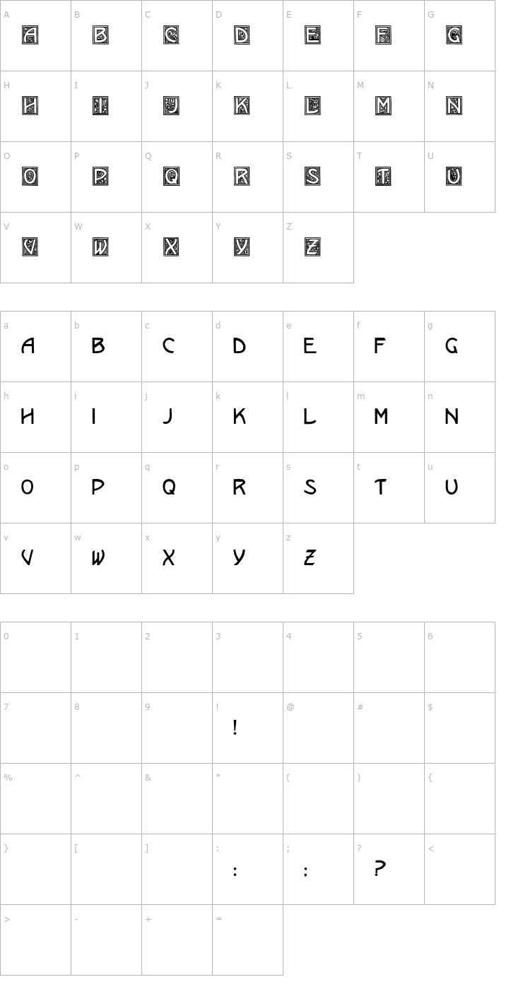 Character Map Kramer Font