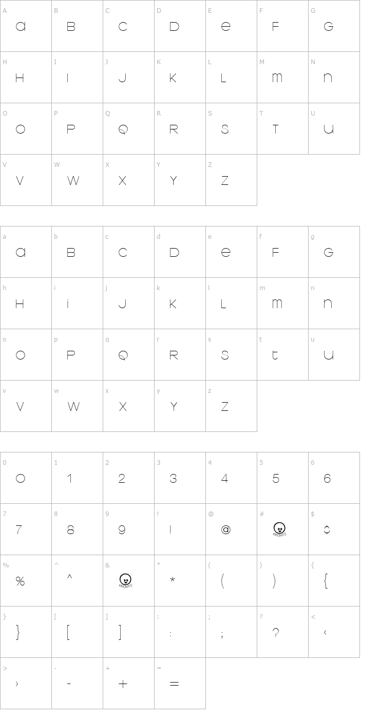 Character Map Kravitz Font