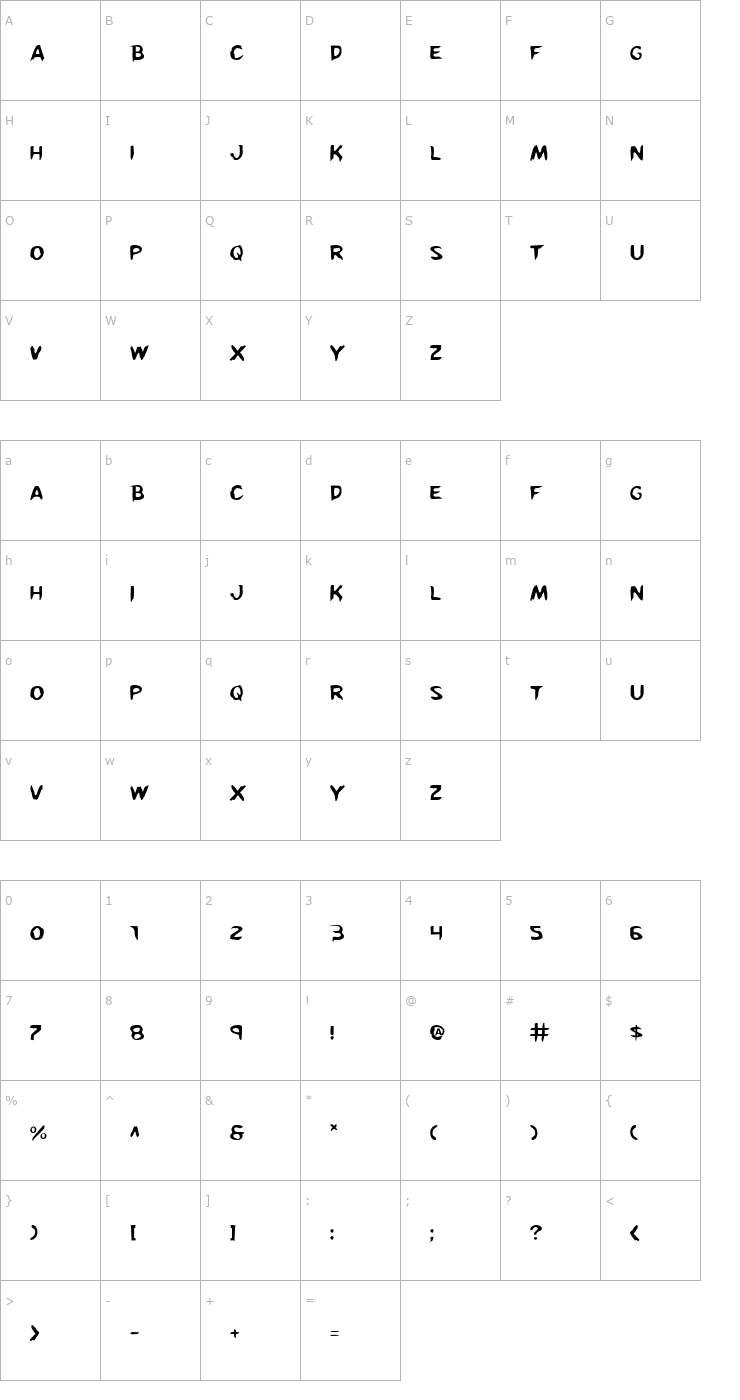 Character Map Kreeture Font