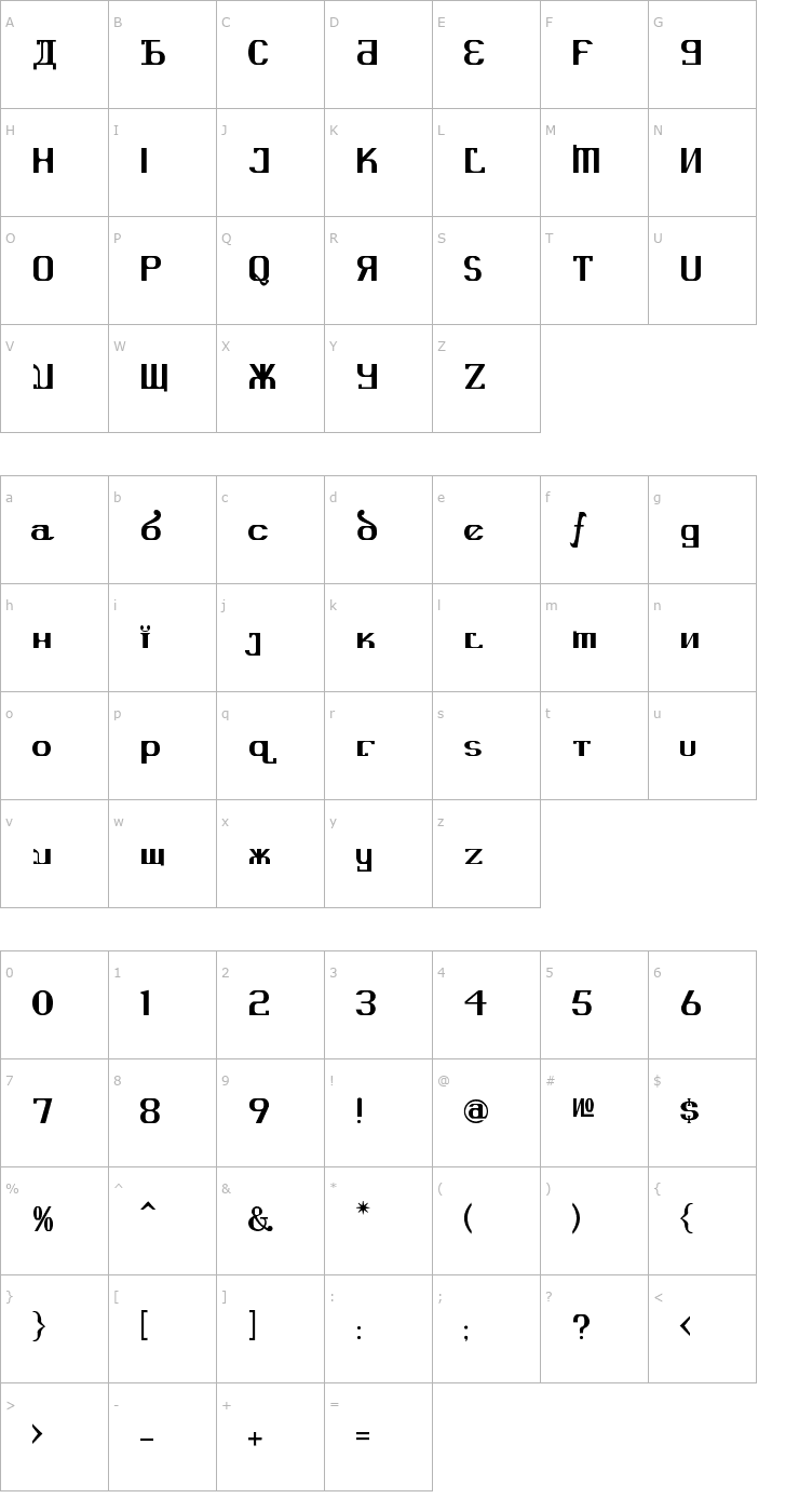Character Map Kremlin Advisor Font