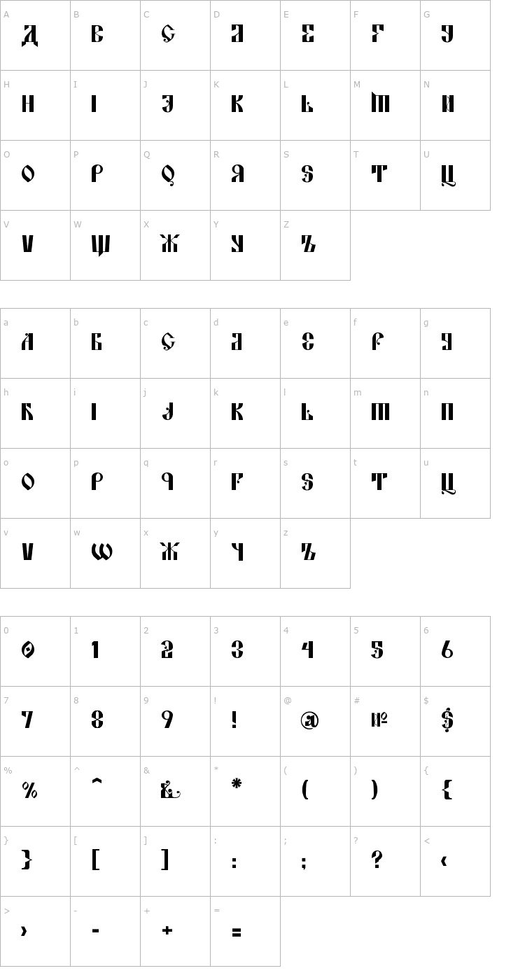 Character Map Kremlin Alexander Font
