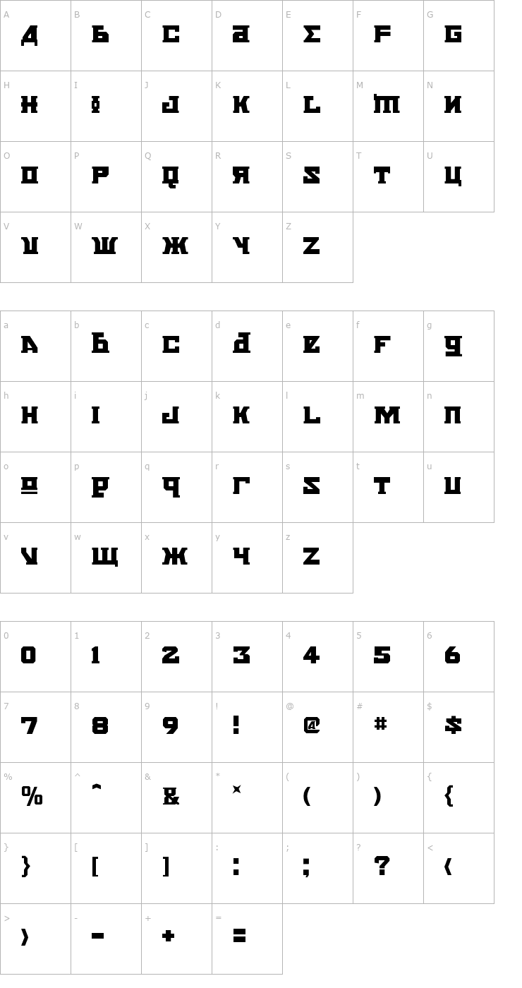 Character Map Kremlin Bolshevik Font