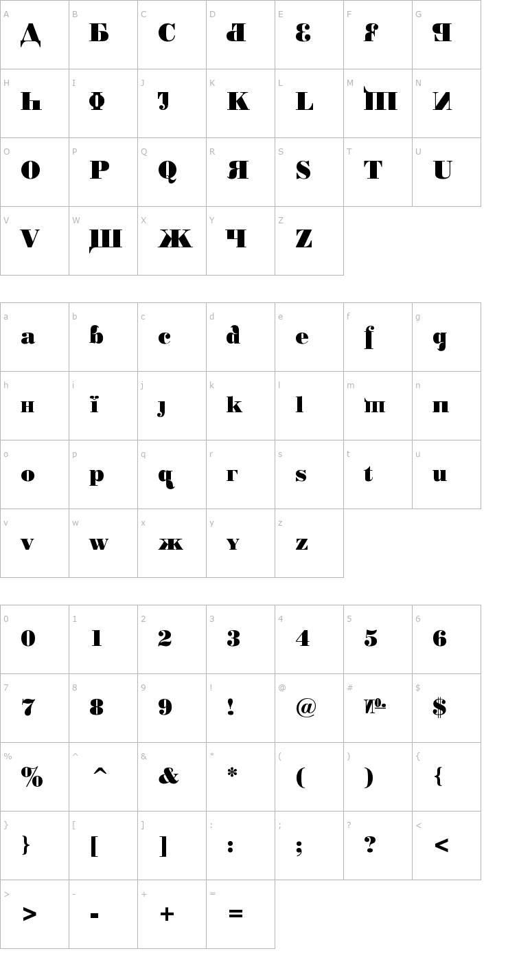 Character Map Kremlin Chairman Font