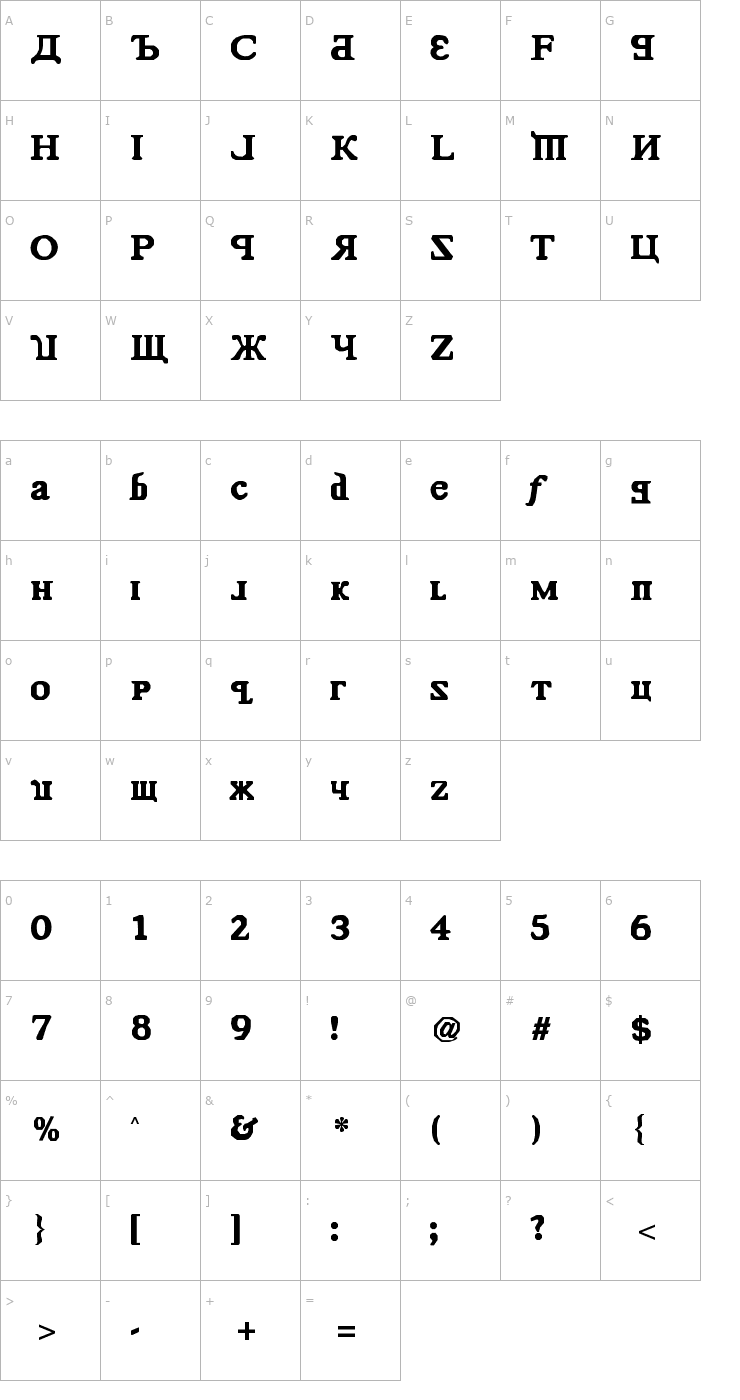 Character Map Kremlin Comrade Font