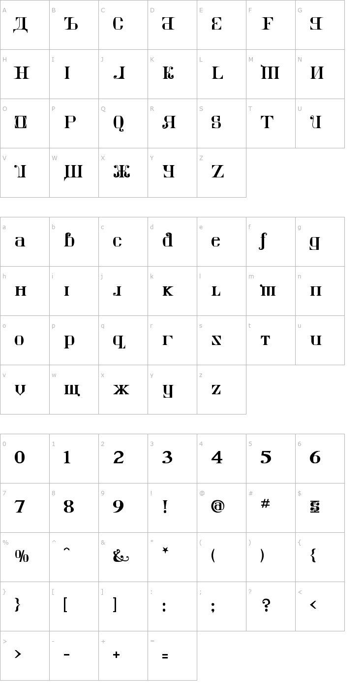 Character Map Kremlin Imperial Font