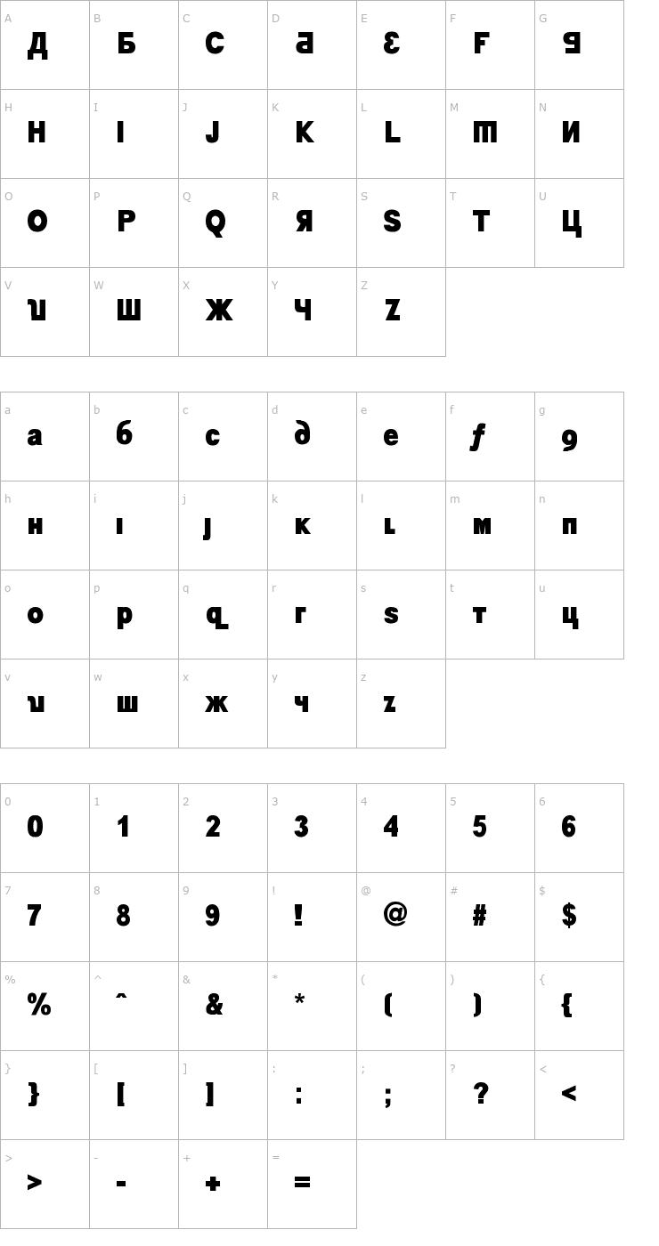 Character Map Kremlin Minister Black Font