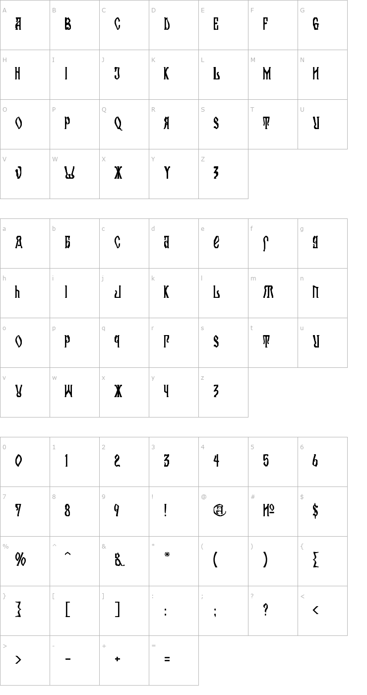 Character Map Kremlin Orthodox Church Font