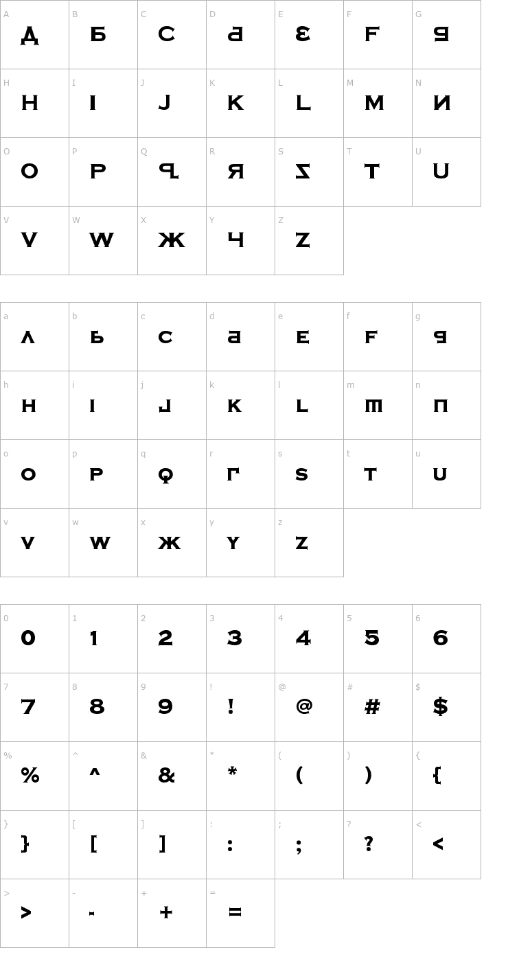 Character Map Kremlin Samovar Extra Bold Font