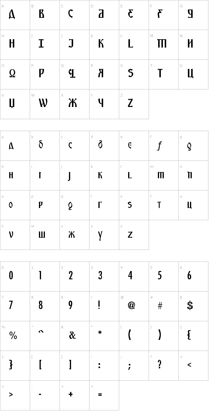 Character Map Kremlin Starets Font