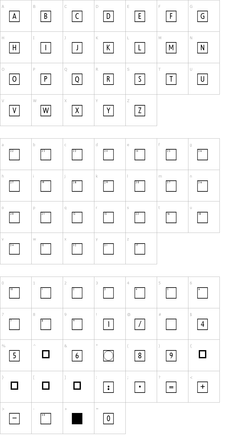 Character Map KreuzWort Font