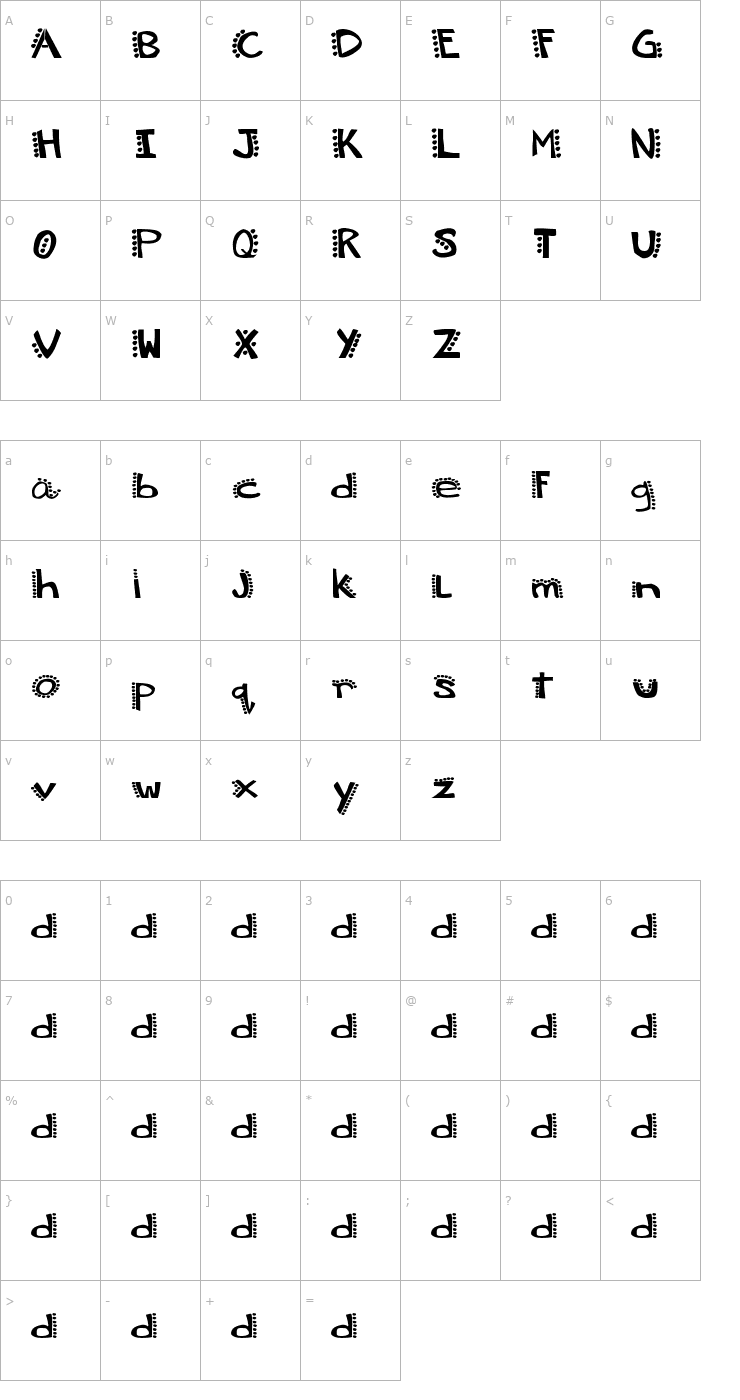 Character Map Krisdotty Font