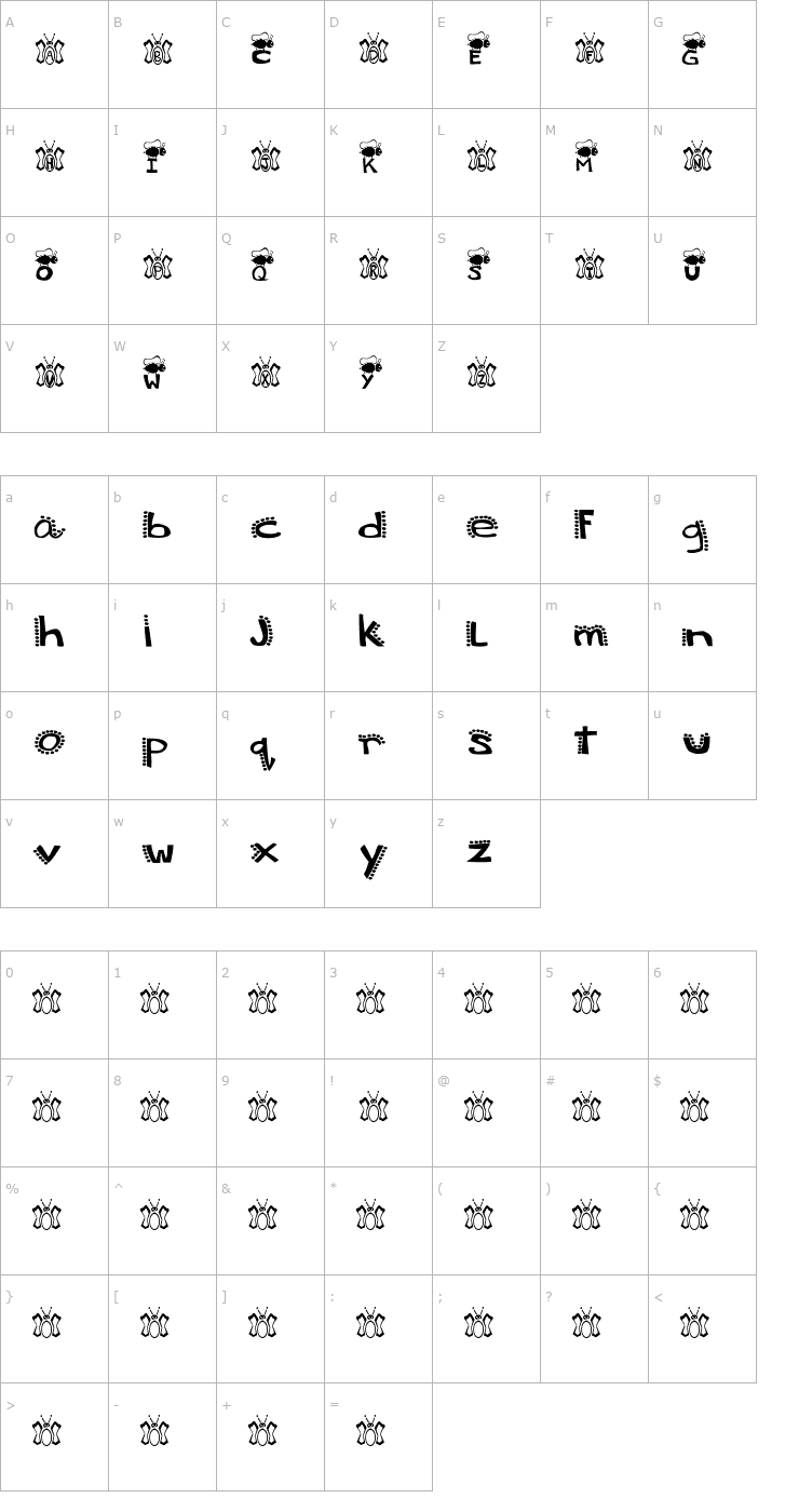Character Map Krisfly Font