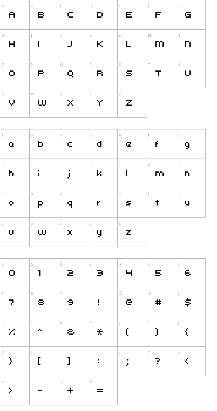 Character Map kroeger 05_54 Font