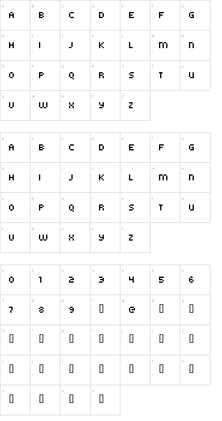 Character Map kroeger 05_55 Font