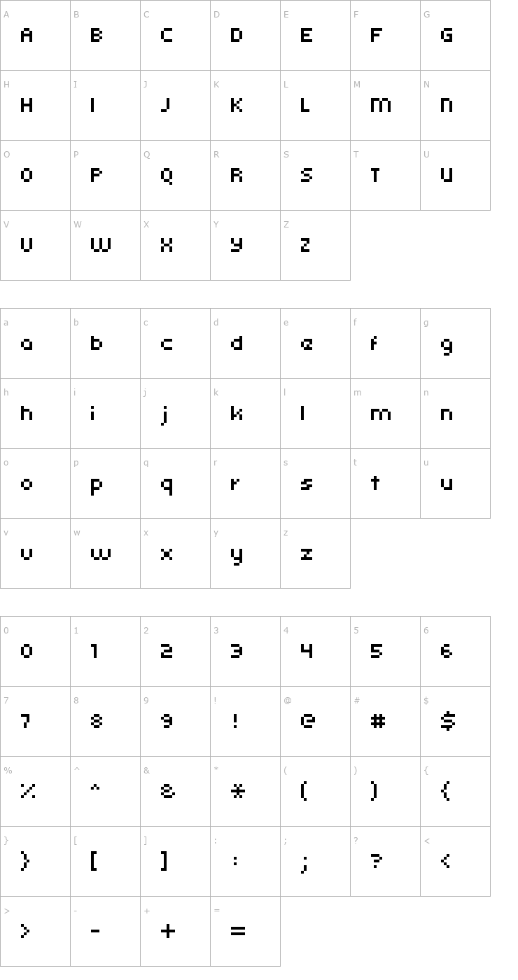 Character Map kroeger 05_56 Font