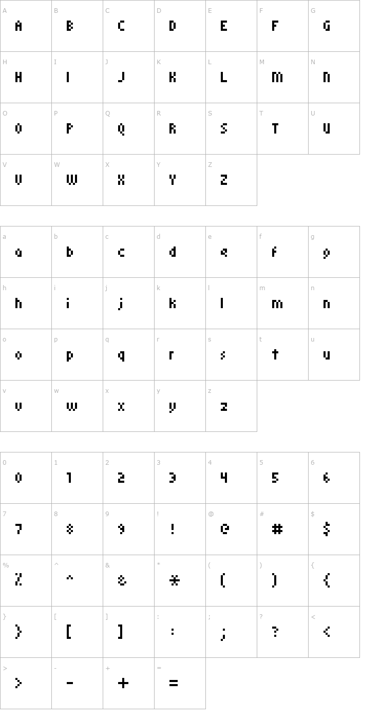 Character Map kroeger 05_58 Font