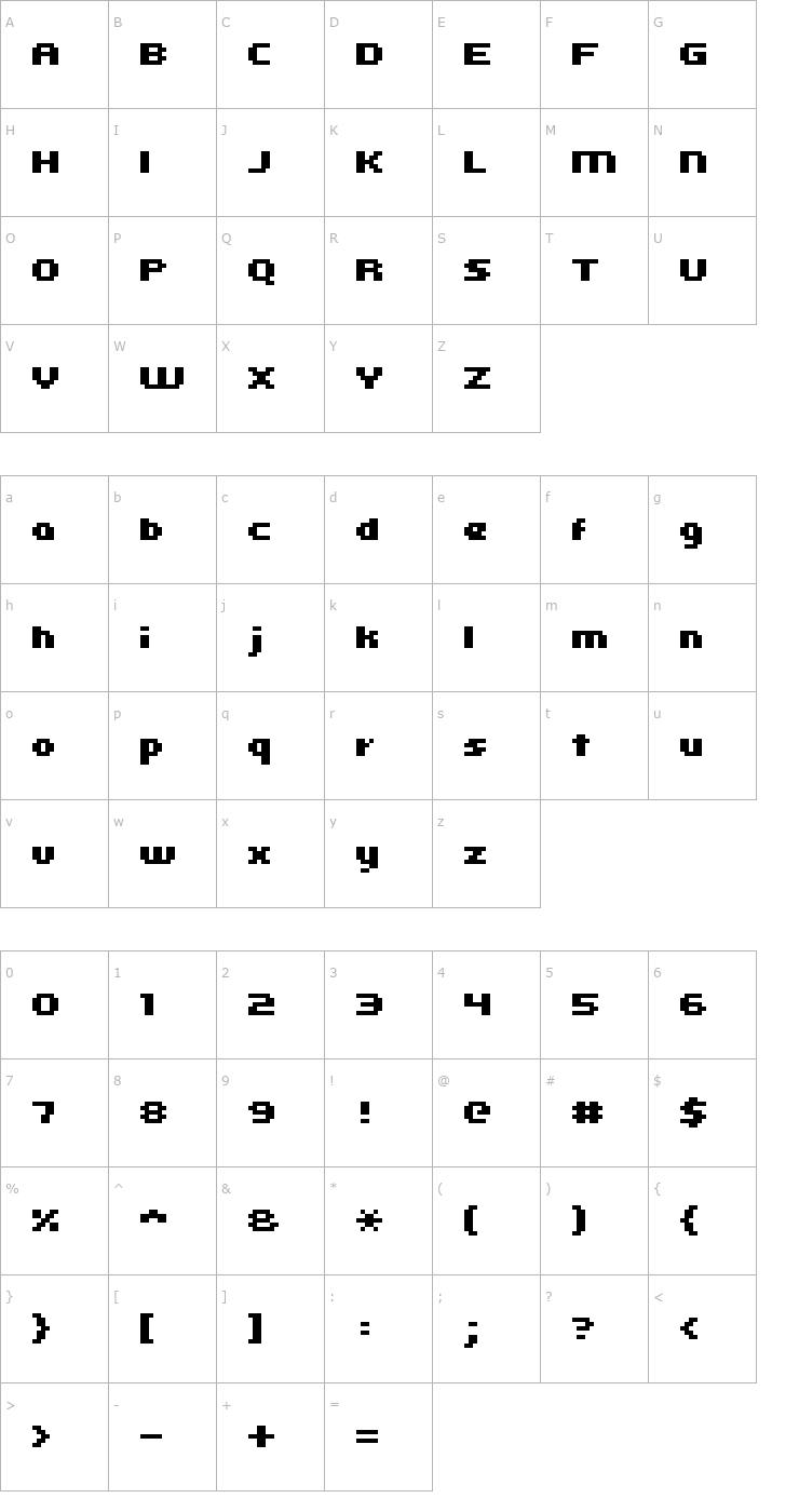 Character Map kroeger 05_64 Font