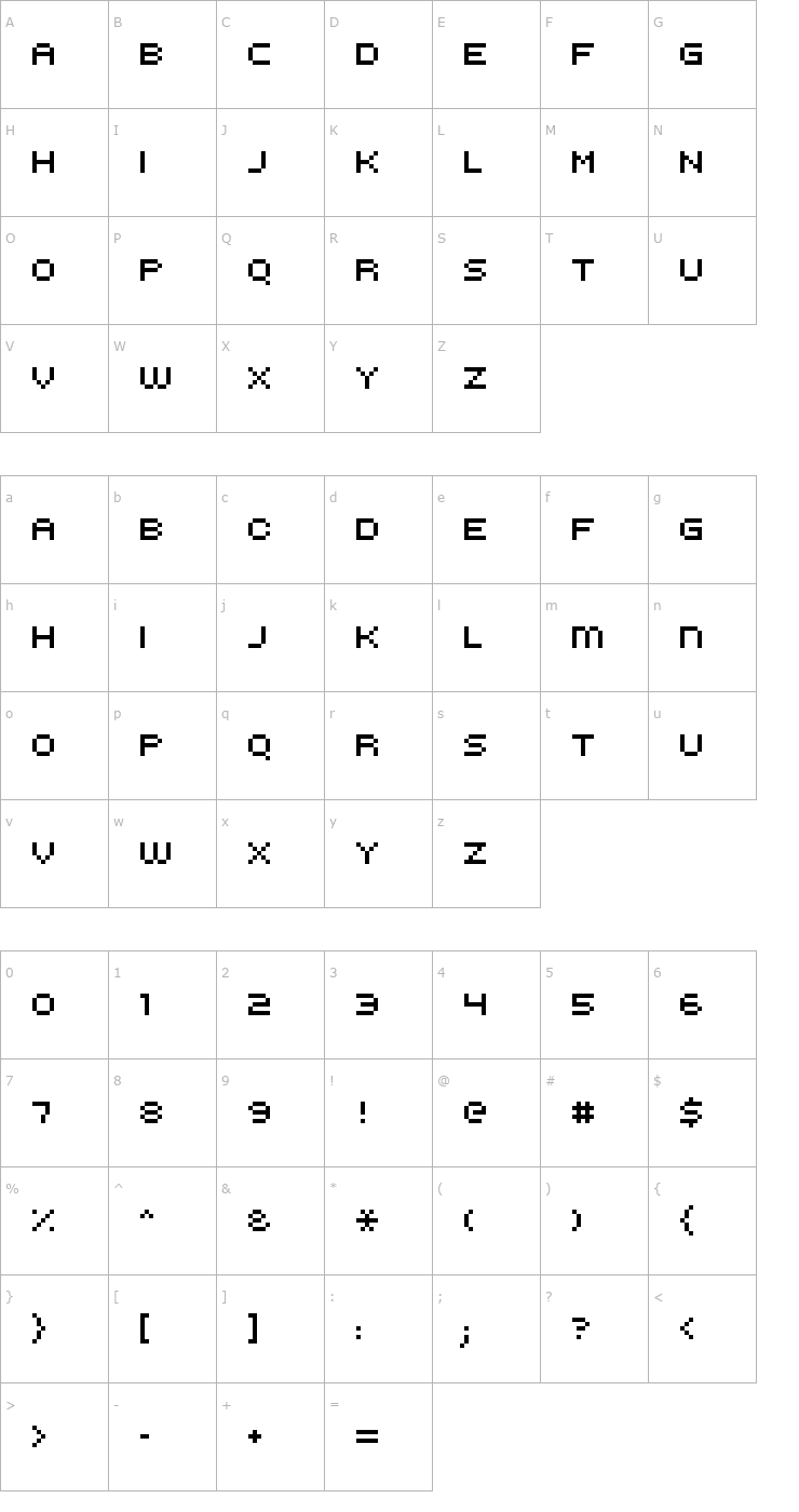 Character Map kroeger 0854 Font