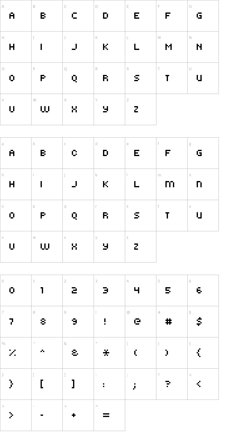 Character Map kroeger 0855 Font