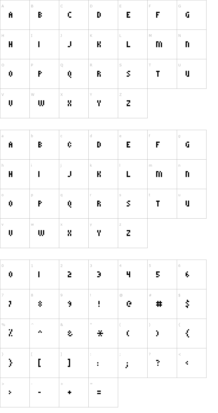 Character Map kroeger 0858 Font