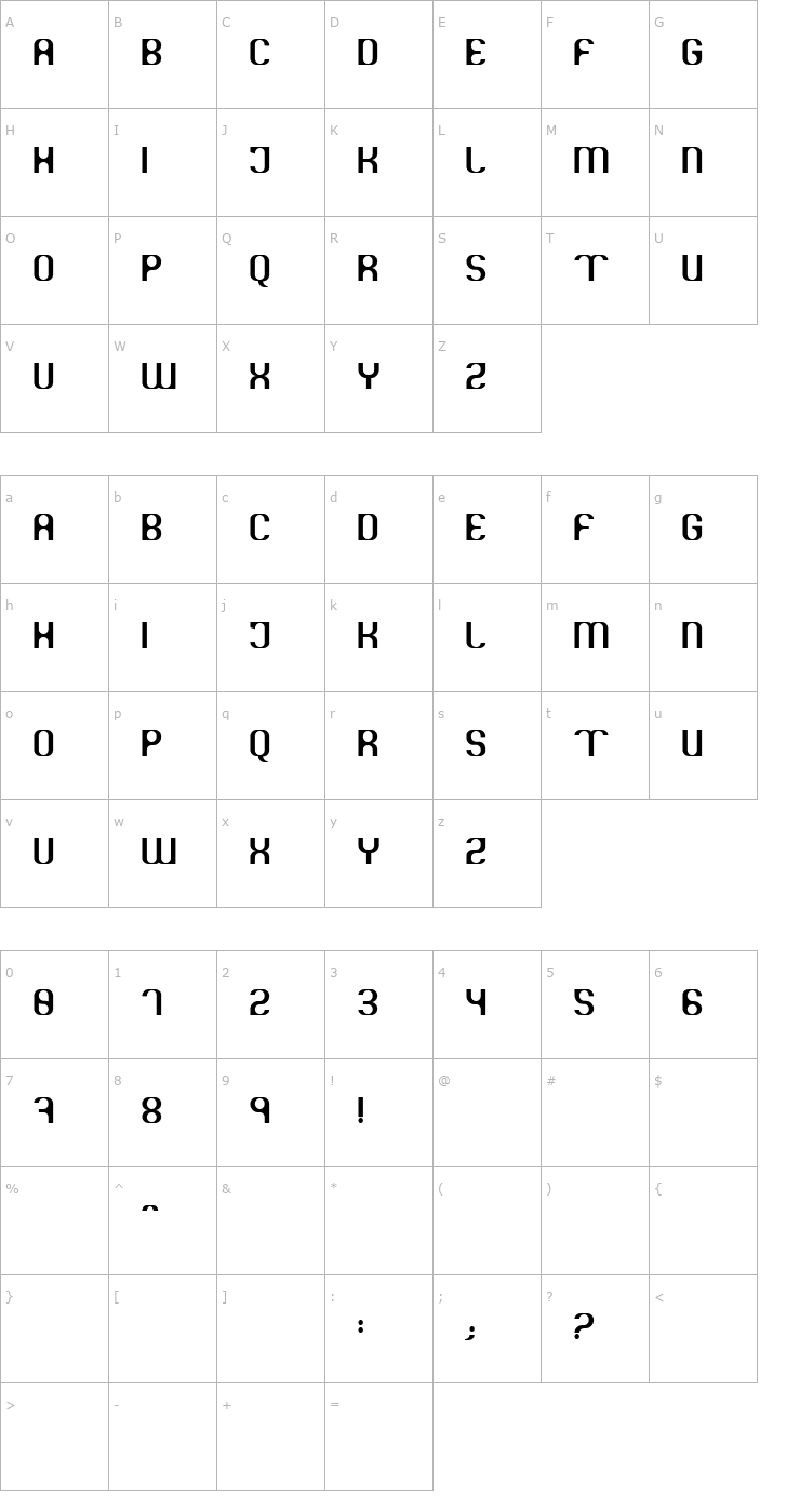 Character Map Kryogenic Font