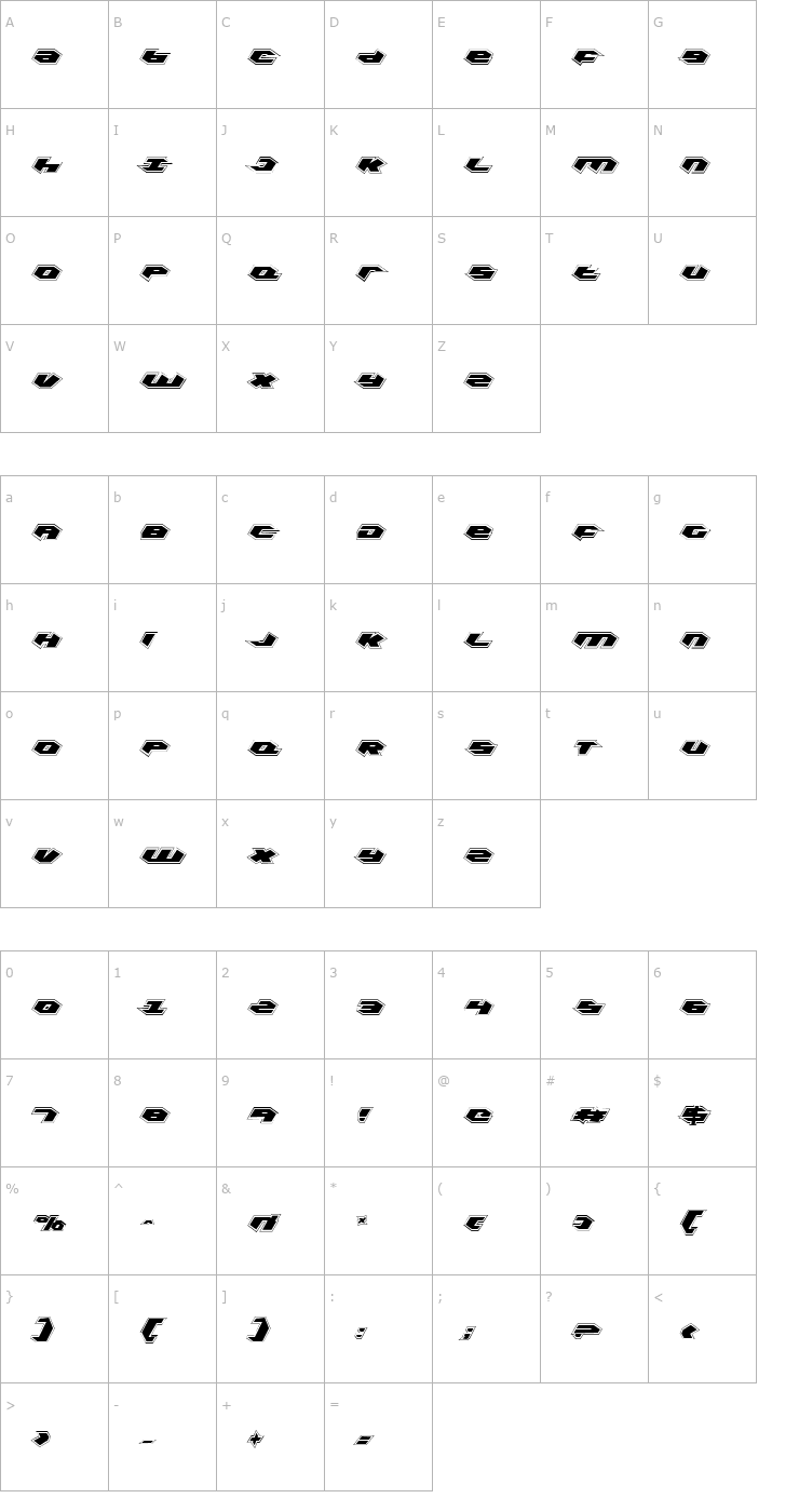 Character Map Kubrick Pro Condensed Font