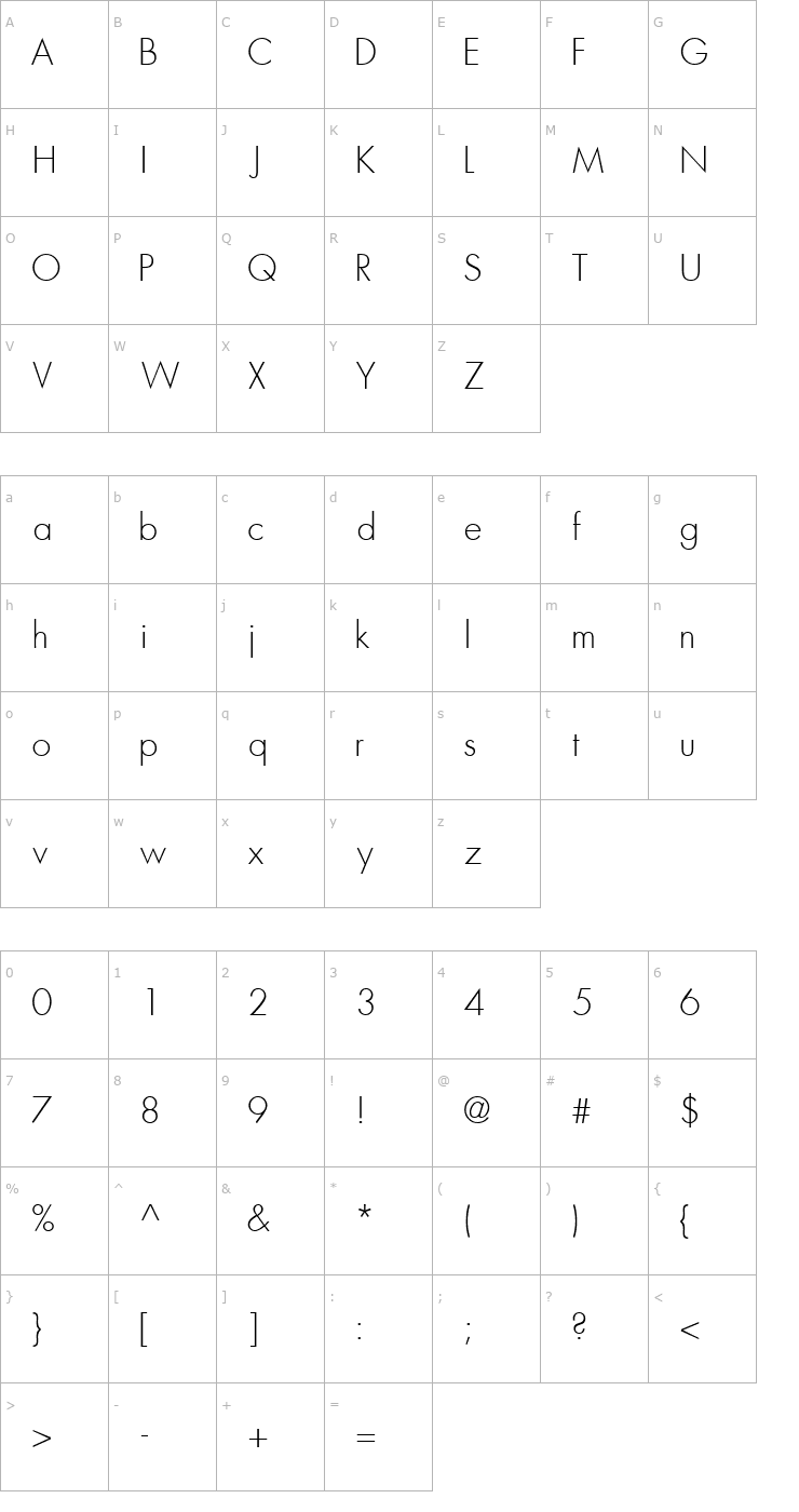 Character Map KudosLightSSK Font