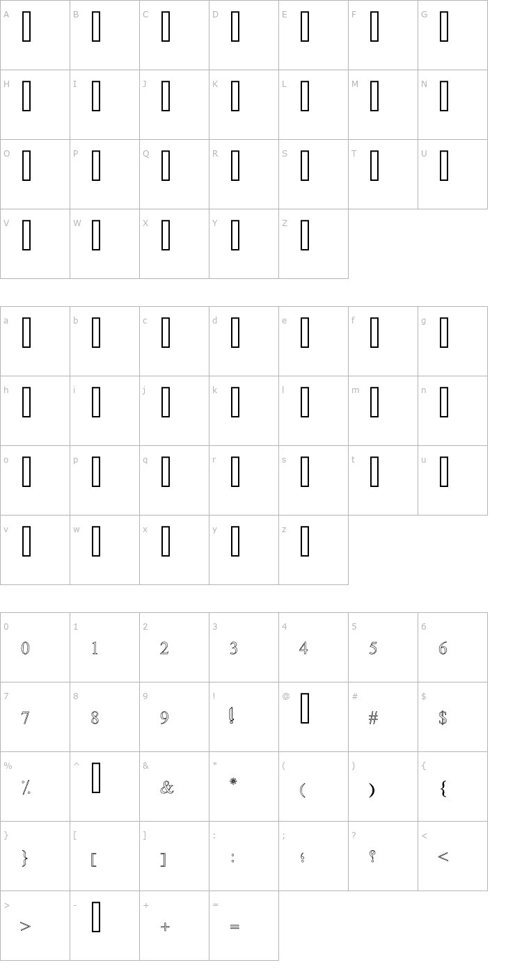 Character Map Kufi Extended Outline Font