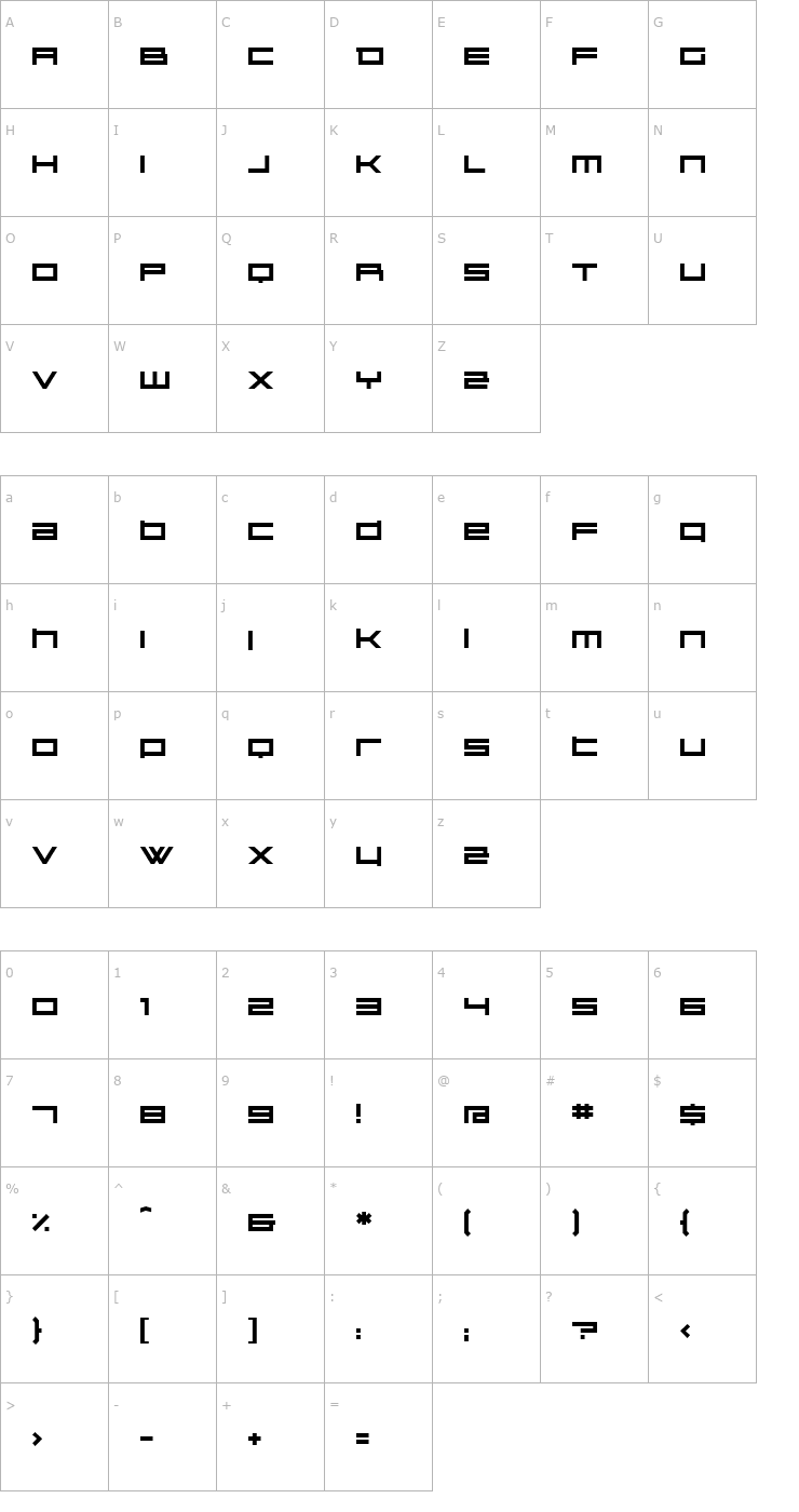 Character Map Kunstware1.0 ALP 1.0 ALP Font