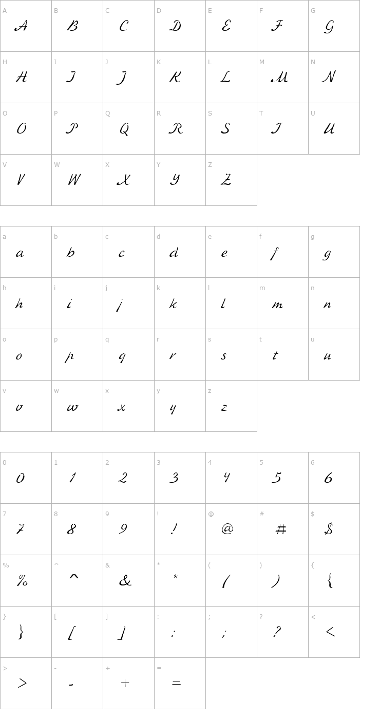 Character Map KursivC Font