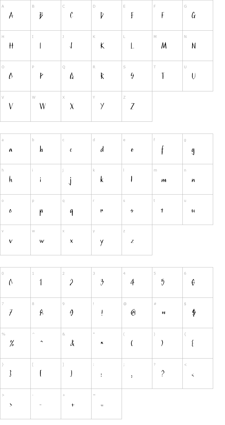 Character Map KurtzExtended Font