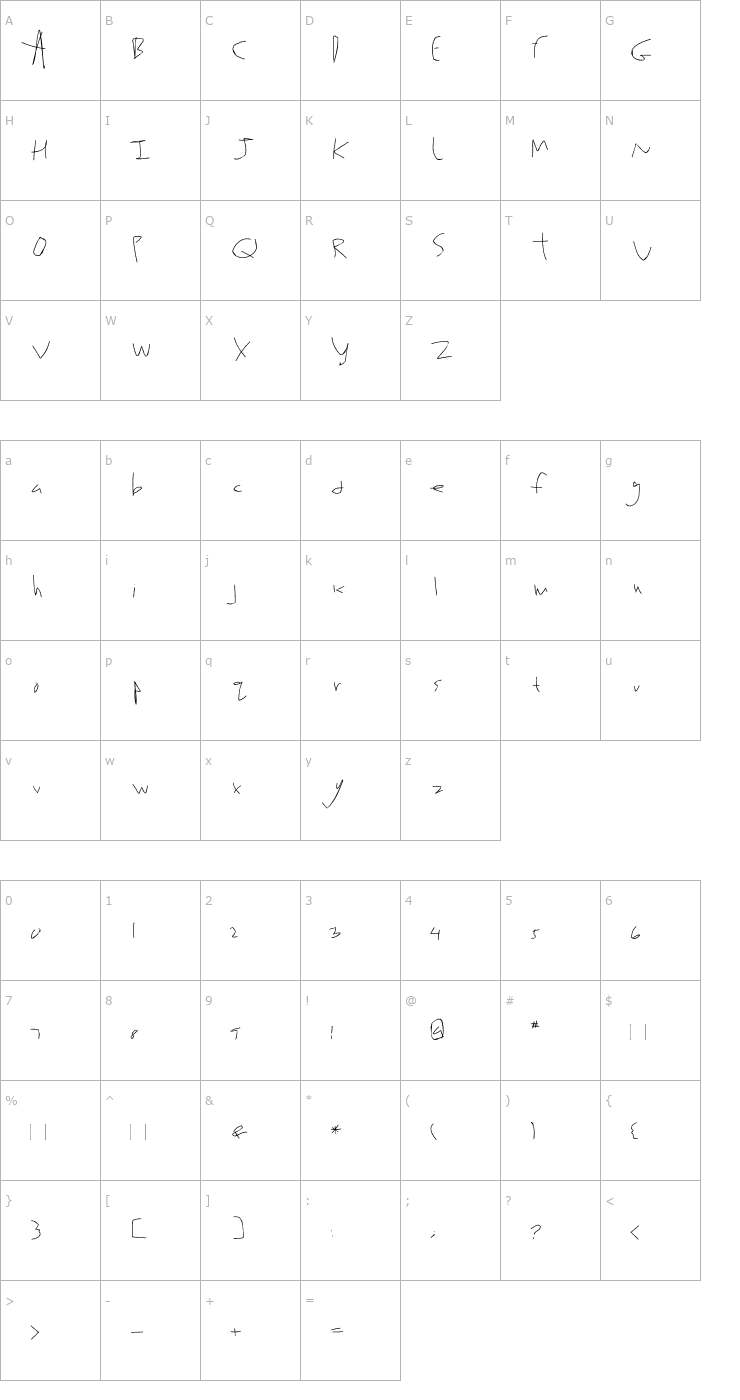 Character Map Kwikfont Font