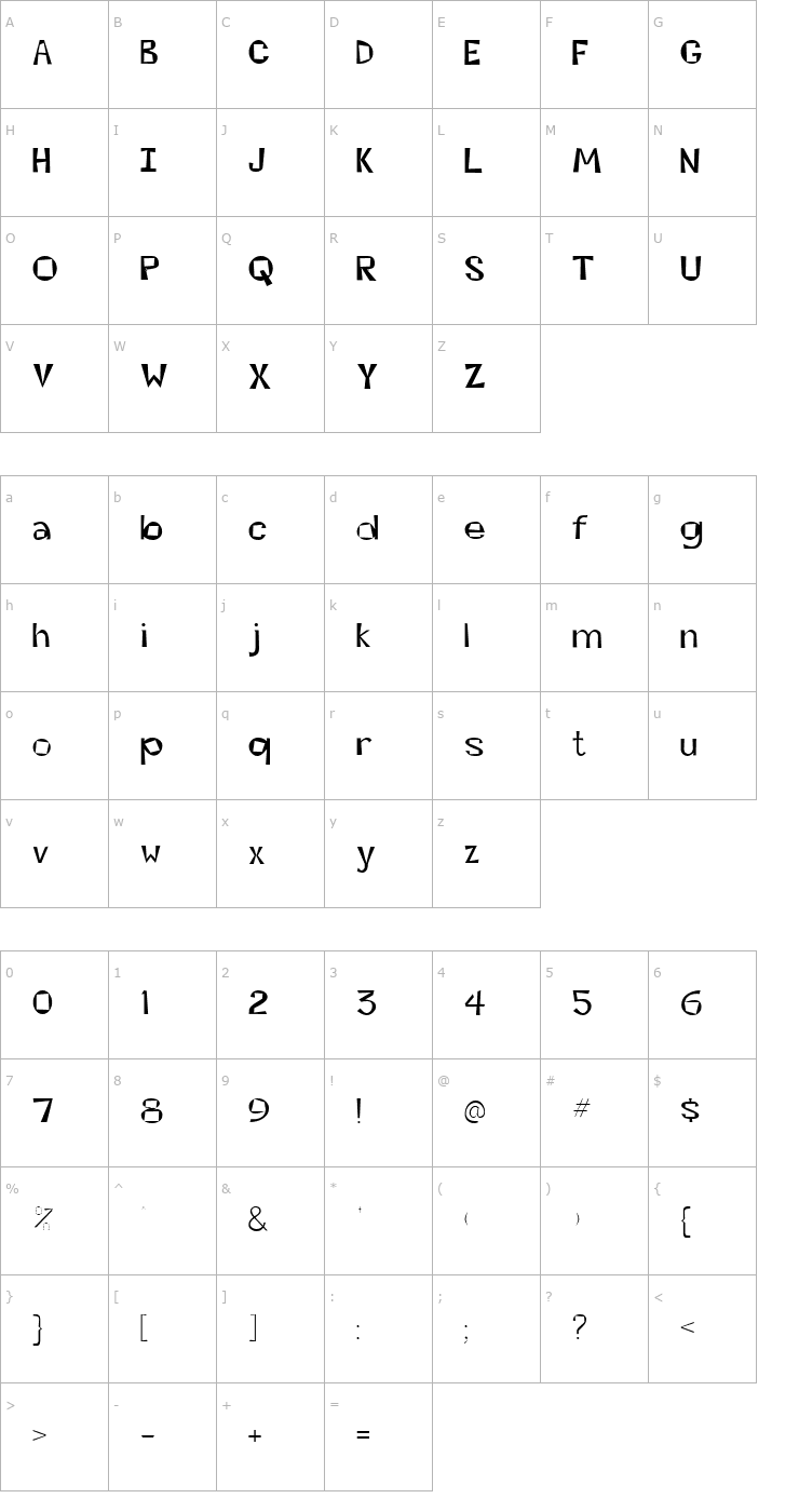 Character Map KwiKwitSSK Font