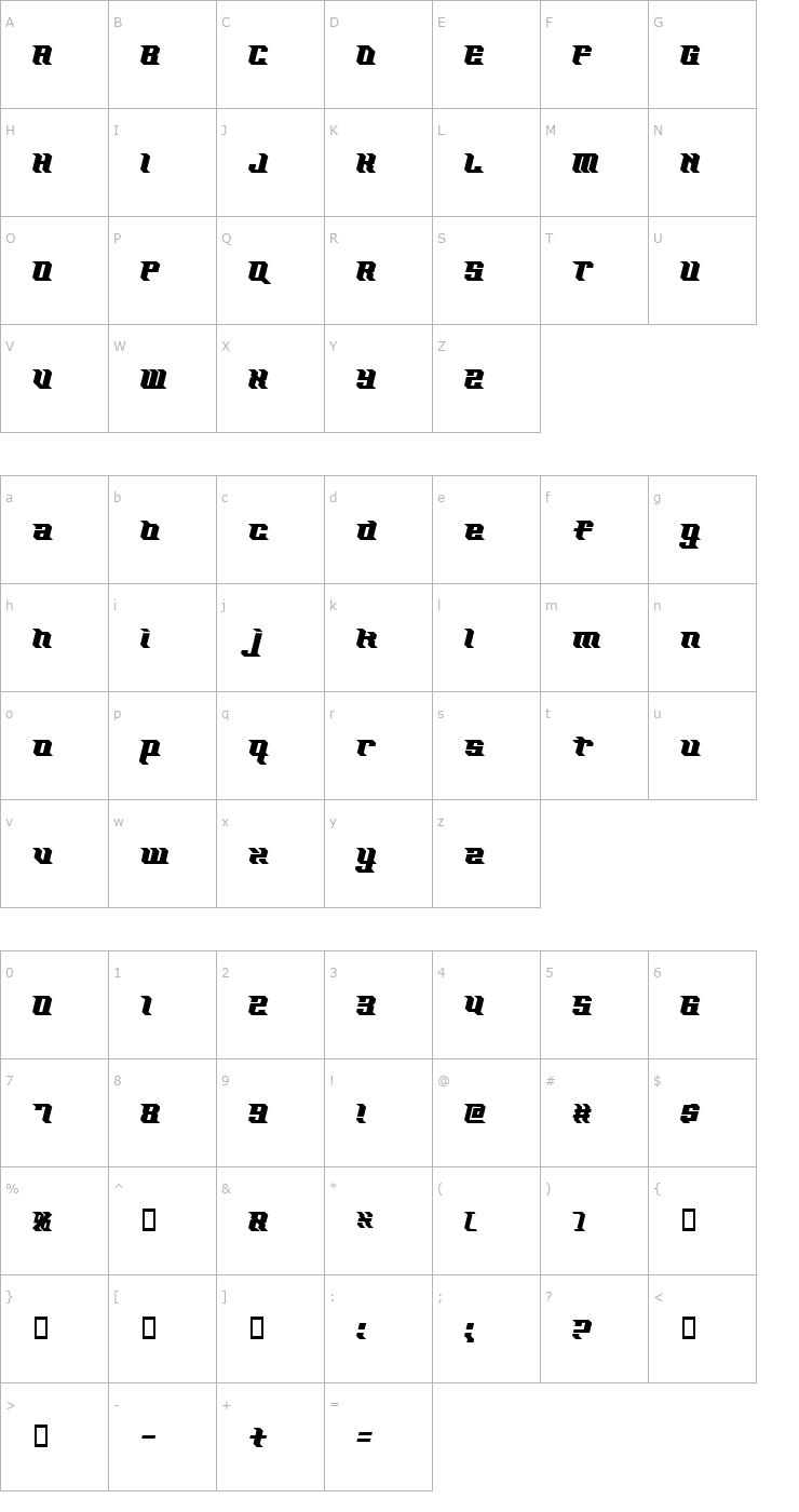 Character Map KZ Excel Font