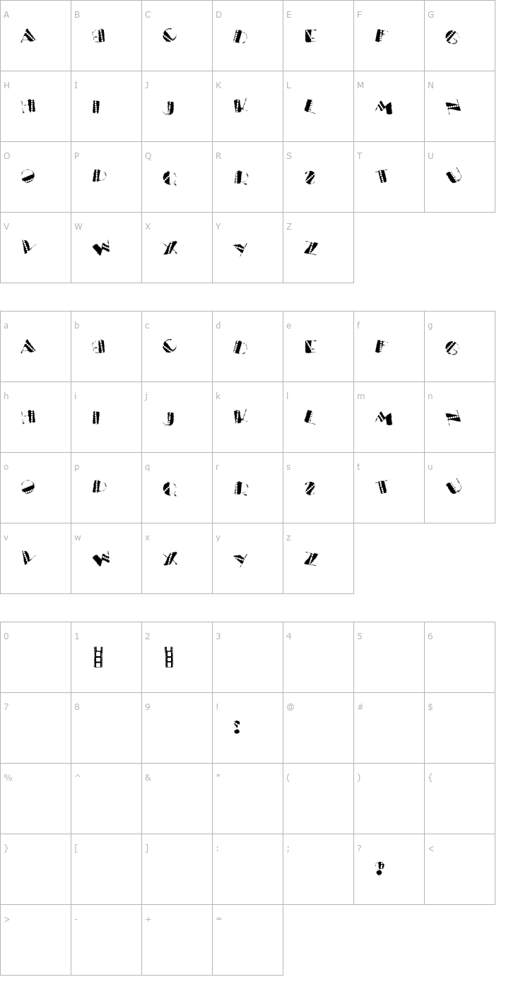 Character Map La Hotel Viver Font