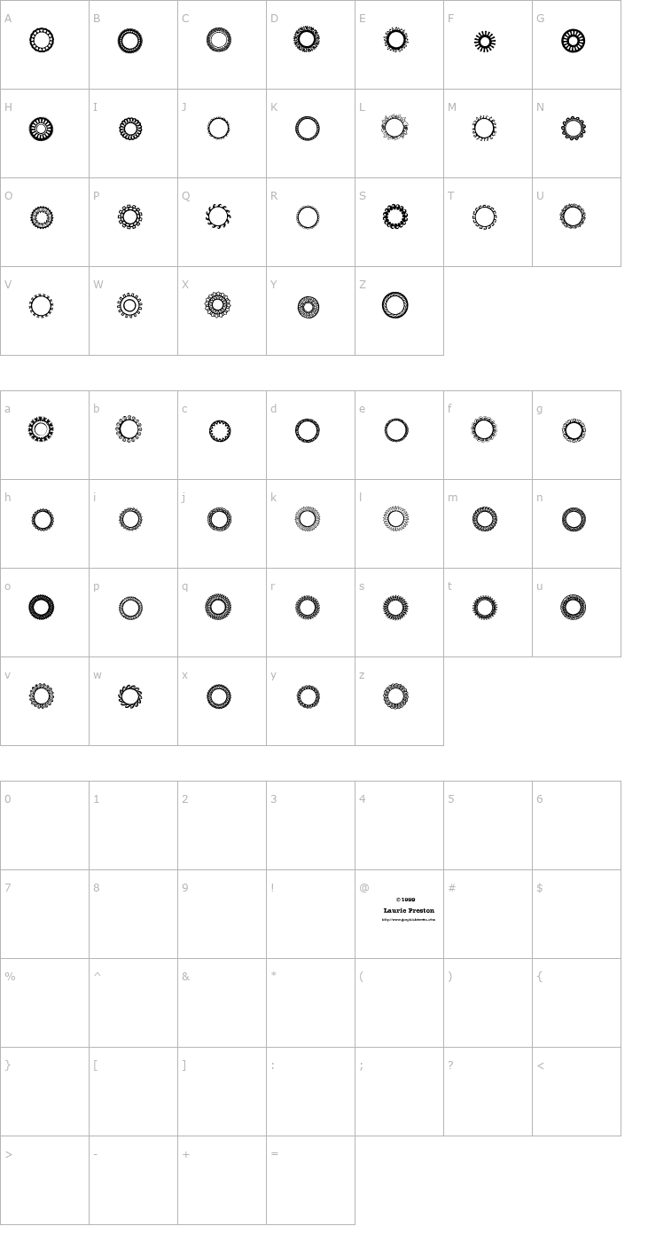 Character Map LA Round-About Font