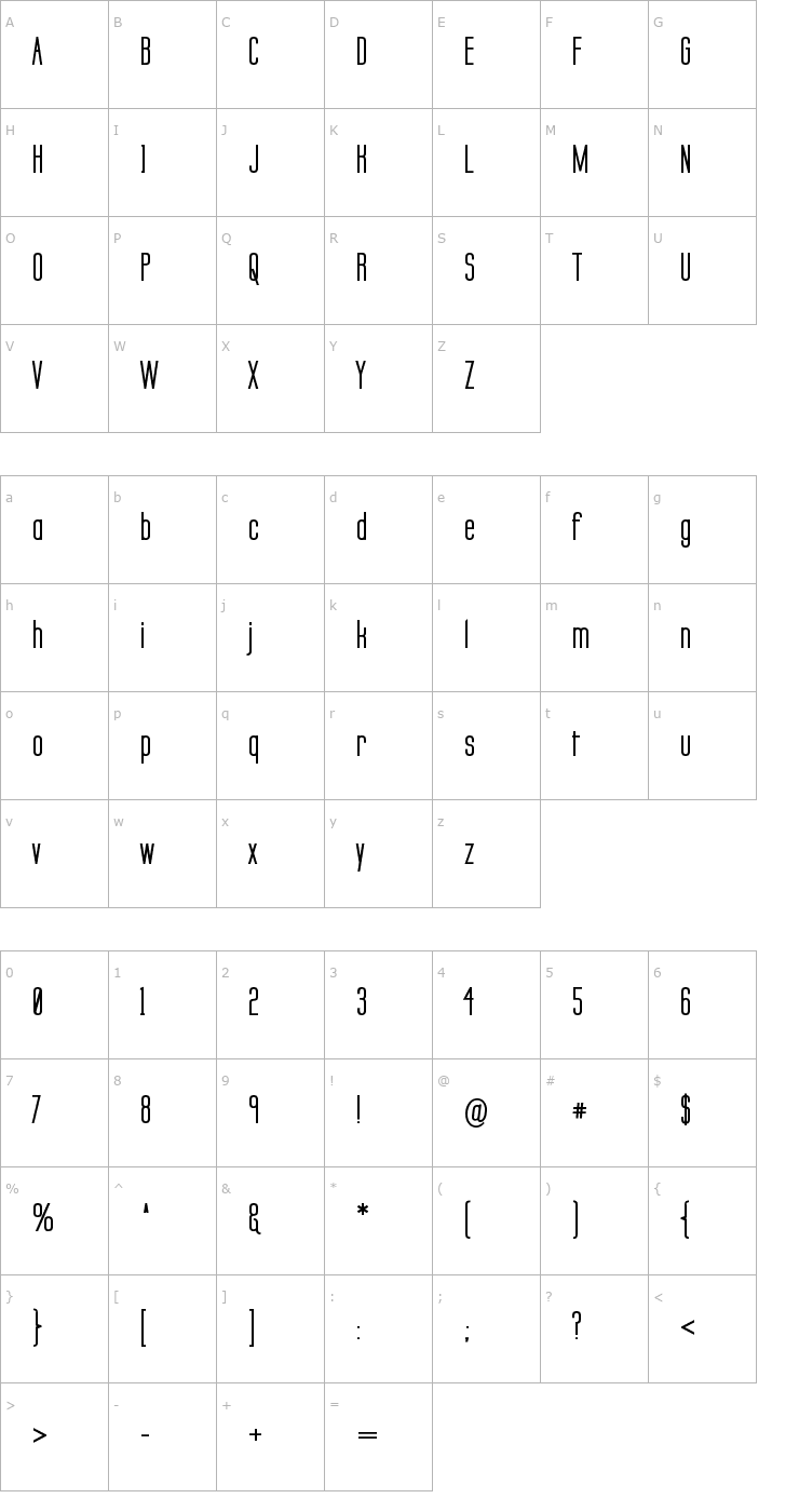 Character Map Labtop Secundo Bold Font