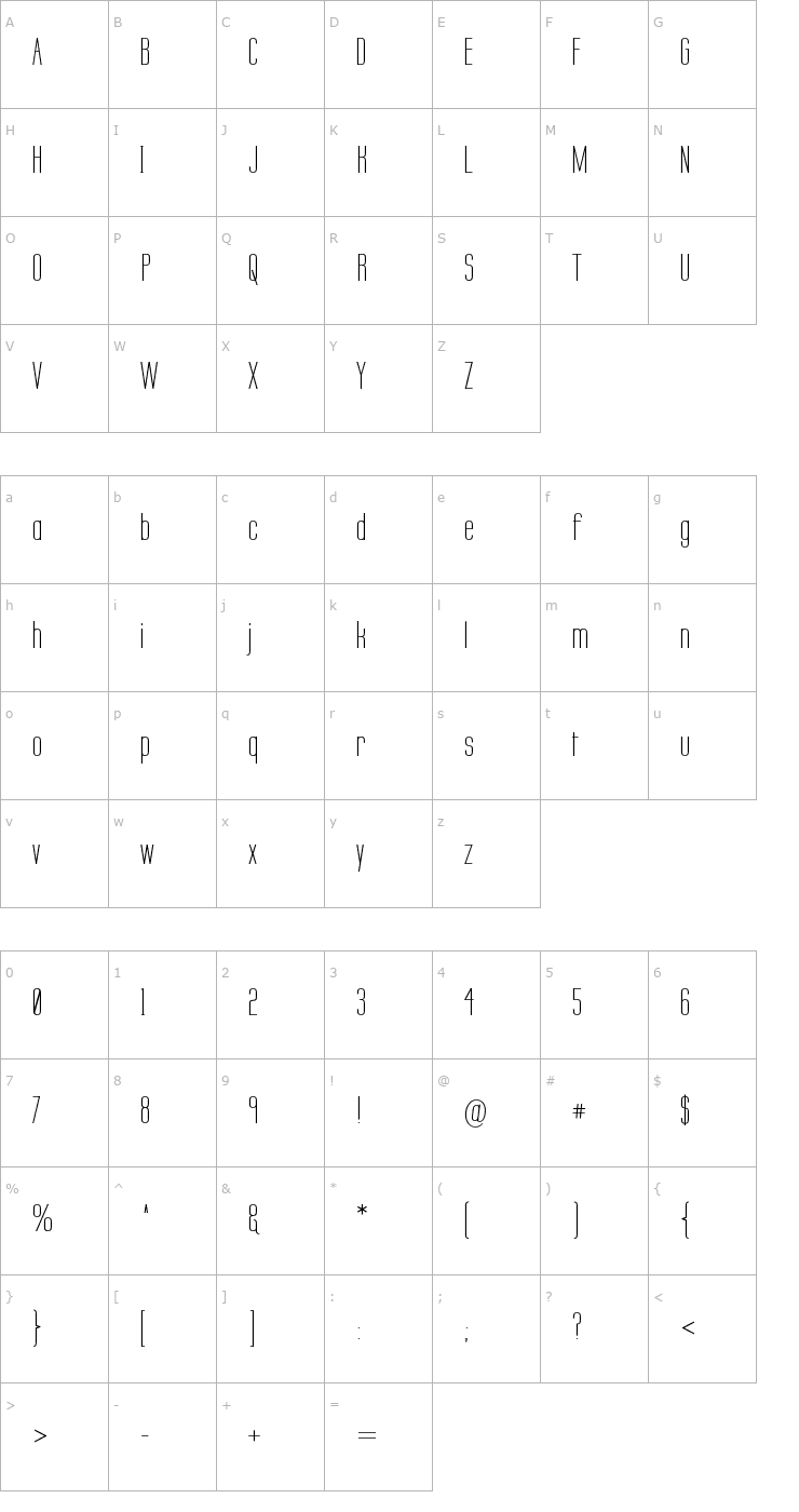 Character Map Labtop Secundo Font