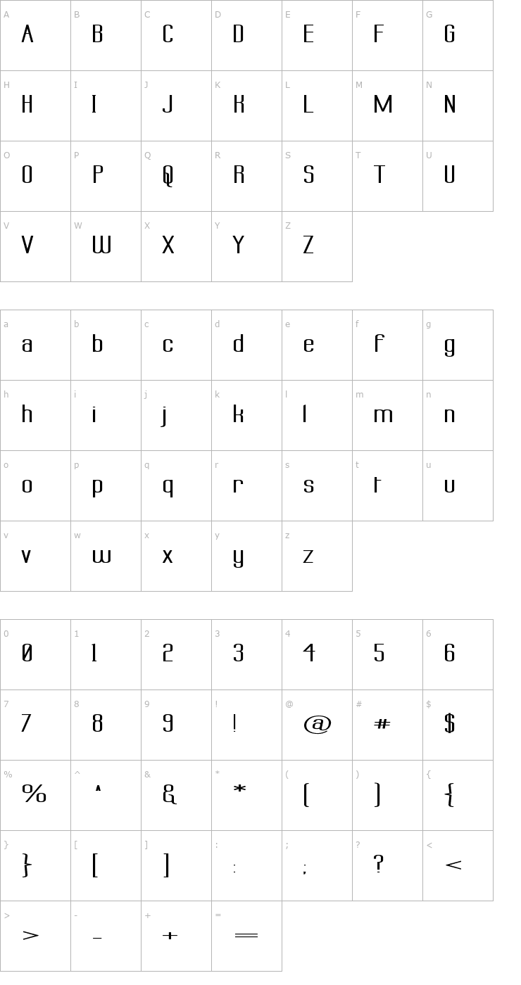 Character Map Labtop Superwide Boldish Font