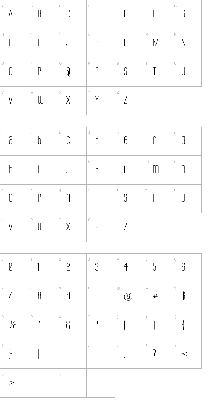 Character Map Labtop Unicase Wide Font